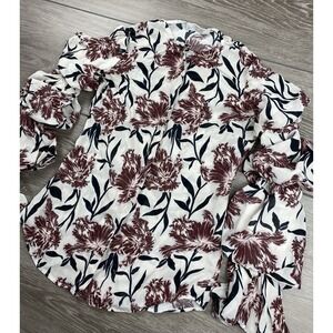 Anne Fontaine Women's Larissa Tiered Ruffle Sleeve Floral Pattern Blouse 36 US 2